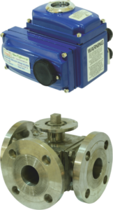 Electrical Actuator Operated 3 Way Ball Valve Screwed End L Port / T Port