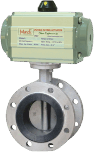 Pneumatic Actuator Operated SS 304 / SS 316 Body EPDM Seat Double Flange Typebutterfly Valve PN 16