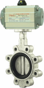 Pneumatic Actuator Operated SS 304 Body/ SS 316 Body EPDM Seat Lug Type Butterfly Valve PN 16